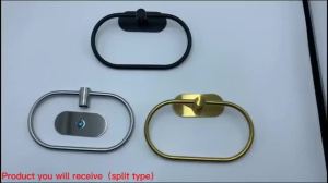 Stainless Steel Towel Holder Self-adhesive Bathroom Towels Rack Black Washhand Hanger Ring Rail Bar Kitchen Storage Accessories