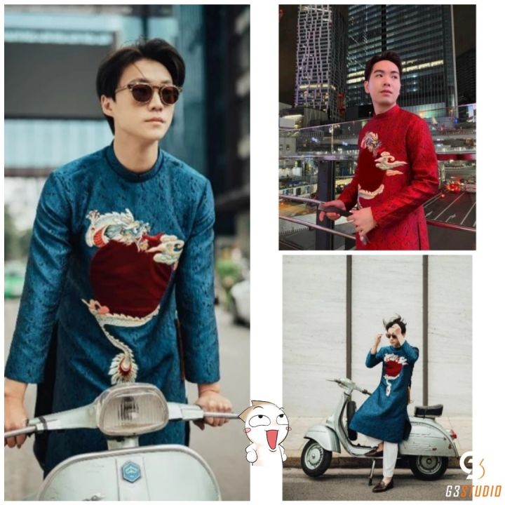 Áo dài nam cách tân gấm dệt cao cấp đẹp hàng thêu đẹp | Lazada.vn