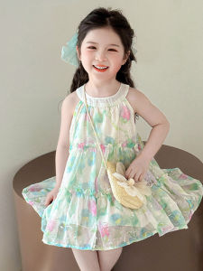 Summer Dress for Girls Baby Princess Skirt Thin Strap Childrens Clothing Spring Autumn Season Sweet Style Long Sleeve Other Material