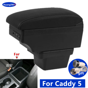 For Caddy 5 2024 Armrest box For Volkswagen Caddy 5 Car Armrest box central Storage box with USB port Retrofit Car Accessories