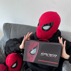 Bandai | 2026 Popular Breathable Spider Man Miles 11 Electronic Mask Moving Glowing LED Eyes Control Cosplay Headgear for Cool Gift