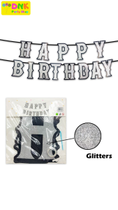 Happy Birthday Silver Letter Cutout Glitter Sparkling Banner Party Decoration DIY Celebration