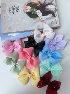 ริบบิ้นผ้าลินินประดับเพชรทำมือ DIY เครื่องประดับผมรูปผีเสื้อสำหรับเด็ก ริบบิ้นผ้าลายปัก กล่องเครื่องประดับผม