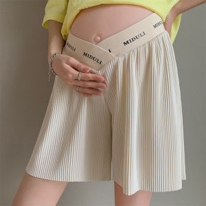 MIDULI | Maternity Shorts Summer Lightweight Large Size Low Waist Wide Leg