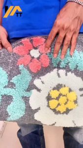 HappyFamily Keset Bulu Motif Bunga Anti Slip Uk 40 X 60cm House Mat Flowers / Keset Modern Anti Slip