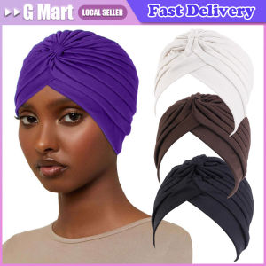Women Stretchy Turban Cap Muslim Hijabs Hat Female Inner Hijab Solid Arab Indian Cap Wrap Head Scarf Hat Hair Loss Accessories
