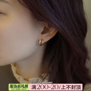 Dellamo French Dual-Circle Earrings Womens Ear Studs Niche Design High-End Feeling New Years Jewelry Fresh Outburst