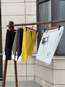 Mens Summer Thin Quick Dry Outdoor Casual Running Shorts UPF50+ DWR Waterproof Process Straight Leg Elastic Waist Casual Pants