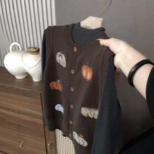 DUOFEIYAN | Old Money Style Brown Knitted Vest for Women