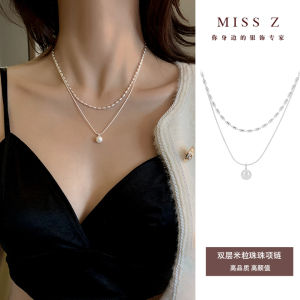 Double Layer Rice Grain Beads Necklace for Women Elegantly Designed Choker 2025 New Style High End Feelings Fashion Jewelry