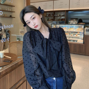 Plus Size Plus Size Ladies Western Style Youthful-Looking Shirt Female 2023 Spring New Arrival Bows Shoelace Loose Versatile Slimming Top