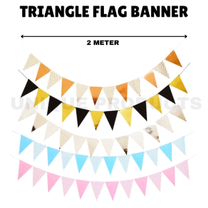 Triangle Flag Banner Birthday Wedding Full Moon Baby Naming Party Majlis Harijadi