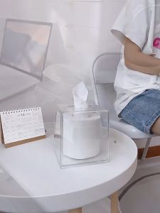 Yo-Fun Acrylic Square Tissue Case Transparent Tissue Holder Paper Storage Box Craft Home Supplies