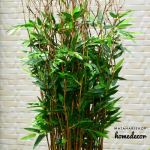 Dekorasi Rumah Tanaman Artifisial 10 Btg Berbagai Tipe Daun Bambu Ulir Natural 170cm (Tanpa Pot)