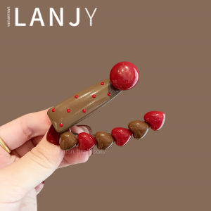 Korean Style Heart Pattern Hair Clip Blue Pearl Side Clip Fashionable Versatile Bangs Clip Side Clip Hair Accessories Women