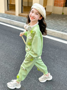 Bộ Đồ Thể Thao Mùa Xuân Dành Cho Nữ Hoa Thời Trang Sành Điệu Mùa Thu Bộ Đồ Thể Thao Trẻ Em Thời Trang/ Phong Cách Bộ Đồ Hai Mảnh Em Bé Thời Trang Quần Áo Cotton Vải Bông Pha Trộn Thoải Mái Trang Phục