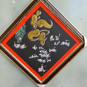 1 Tranh thư pháp Ơn cô hoặc Ơn thầy kích thước 40cm x 40cm. Quà tặng tri ân Thầy cô 20/11. Quà Tết.
