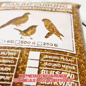 Milet Merah Bersih 1 KG Pakan Burung Love Bird Parkit Kenari Nuri KEMASAN PREMIUM