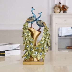 ฝู่เหมือน งานฝีมือเรซินชุดนกยูงโชคดี 10 ล้านเมือง ของตกแต่งบ้าน ของตกแต่งตู้ไวน์ และของขวัญสร้างสรรค์