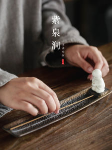 Chinese Style Ceramic Incense Holder Small Monk Figurine Ornamental Item Incense Stand Incense Burner Home Decoration