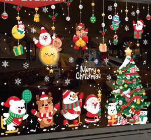 ( KO CẦN KEO ) Decal trang trí noel dán cửa kính Phụ kiện decor trang trí nhà cửa hình dán tranh dán kính NL001