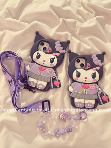 Cute Kurokos Uniform Phone Case for  15 pro Max Silicone Soft Protective Cover with Chain Strap Womens Style 13 Cartoon