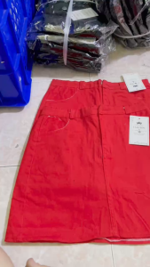 chân váy đỏ đô chữ a jean kaki cotton có bảo hộ size smlxl
