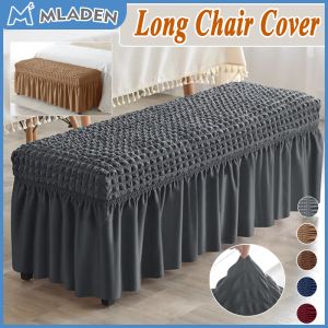 MLADEN Seersucker Bench Cover Long Chair Cover Elastic Dust Cover Removable Washable Bubble Fabric Decor Seat Case