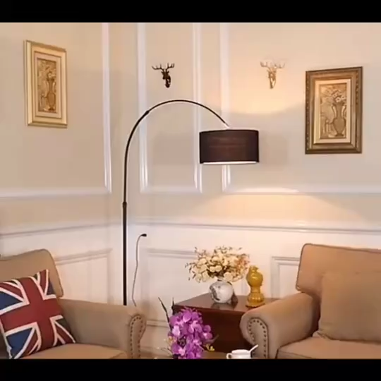S&K Modern Fashion Fishing Floor Lamp Living Room Study Lamp Shade Bedroom Floor Lamp