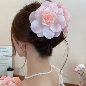 ผู้หญิง Haie คลิปสไตล์หวานคลิปวันหยุดริมทะเลสไตล์ดอกไม้ Tulle คว้า Hairpin Super Ethereal Charm Shark คลิป Headwear