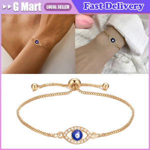Gold Cubic Zirconia Black Evil Eye Charm Bracelet Women Girl Small Elegant Copper CZ Luck Eye Red String Chain Jewelry Gift