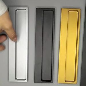 Wide aluminum alloy recessed flushed finger pull barn sliding door furniture cabinet cupboard closet Grey matte black