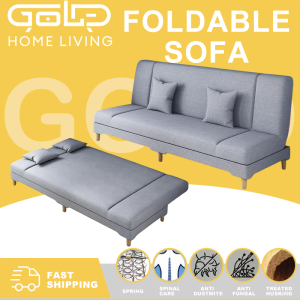 GOLD  Durable Foldable Sofa Bed Nordic Style Sofa 1/2/3 Seater Sofa Bed for Living Room Minimalist Floding Sofa Bed沙发床