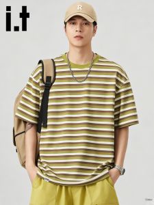 izzue | High Street Stripe Color Block Simple Round Neck T-shirt