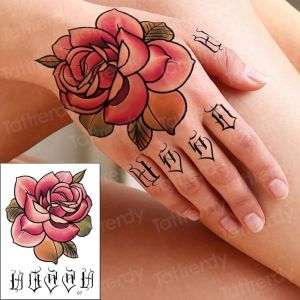 Premium Tato Temporer Tattoo Temporary Tahan air Tahan lama Sementara Tatoo palsu Tatto Temporarry Mawar Merah Mawar Hitam Harimau Bulan Bintang Topeng Merah Kecil Punggung Tangan Size Medium