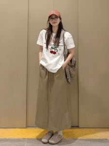 White Cotton T-Shirt Womens Loose Fit Short Sleeve Korean Style Lazy Fashion Half Sleeve Pure Cotton Slimming Top