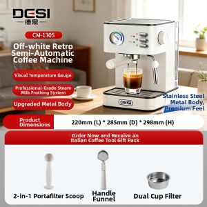 Small Home Espresso Machine with Auto Extraction and Steam Frothing