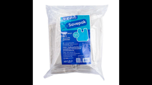 เซพแพ็ค ถุงหูหิ้ว สีขาว แบบหนา ขนาด 6x14 นิ้ว แพค 1.5 กก. / White Thick Plastic Handle Bag 6x14" Pack of 1.5 Kg. Savepak Brand