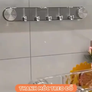 Móc dán treo đồ Hút chân không nhà tắm nhà - Móc treo chịu lực 5 mấu thiết kế trong suốt không cần khoan đục