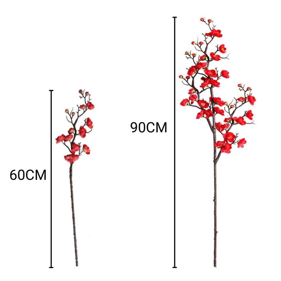 Cành hoa đào giả đẹp cao cấp PAVAVA để bàn trang trí decor phòng khách làm cây giả trang trí quán cafe ngày tết nhiều màu kích thước từ 60cm đến 120cm chất liệu nhựa kết hợp vải lụa