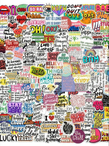 Waterproof Motivational English Short Sentences Stickers 405 Unique Doodles for Laptops Mobile Phones And Suitcase