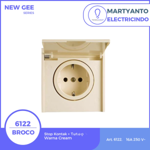 Broco Stop Kontak IB + Tutup 6122 Warna Cream