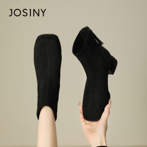 Josiny | Velvet High Heels Ankle Boots Rough Heel Height Increasing Fashion