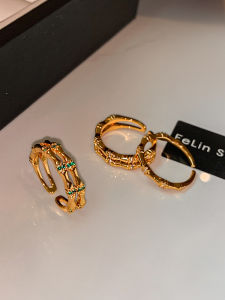 Adjustable Bamboo Node Ring for Women Emerald White Diamond Zirconia Open Ring Luxury Elegant Fashion High-End Feeling