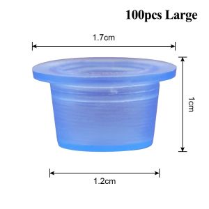 100pcs Silicone Tattoo Ink Cups S/L Size Ink Holder Caps Blue Pigment Container Caps for Eyebrow Permanent Makeup Tattoo