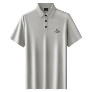 miiow | Mens Ice Silk Polo Shirt Short Sleeve Breathable Summer Business Casual Cool Feeling T-Shirt Standard Fit Cotton Blend Polo