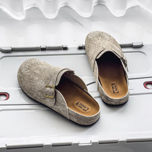 Mens Summer 2025 Commuter Casual Fashionable Soft Wood Slippers Glideshark Breathable PU Lined Slip-On Outdoor Leisure Shoes