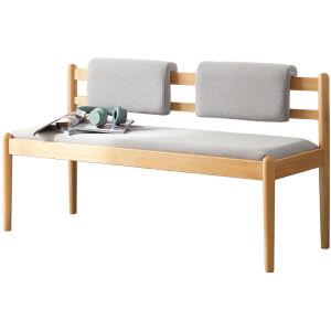 Nordic Style Solid Wood Long Bench Backless Dining Chair Soft Padded Slipper Bench Elm Wood Home Restaurant Long Chair Sitting