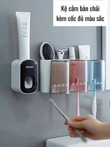 Kệ cắm bàn chải để đồ nhà tắm ECOCO cao cấp không cần khoan tường