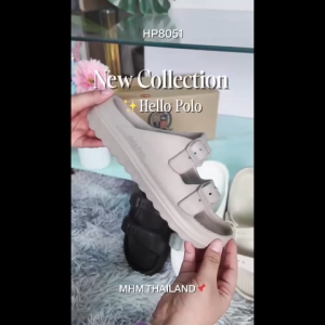 Hello Polo รองเท้ารัดส้นผู้หญิง สายคาดคู่ ส้นหนา 3ซม กันลื่นและทนทาน เบาสบาย อ่อนนุ่ม ลำลอง แฟชั่น วัสดุ EVA รุ่น HP8051